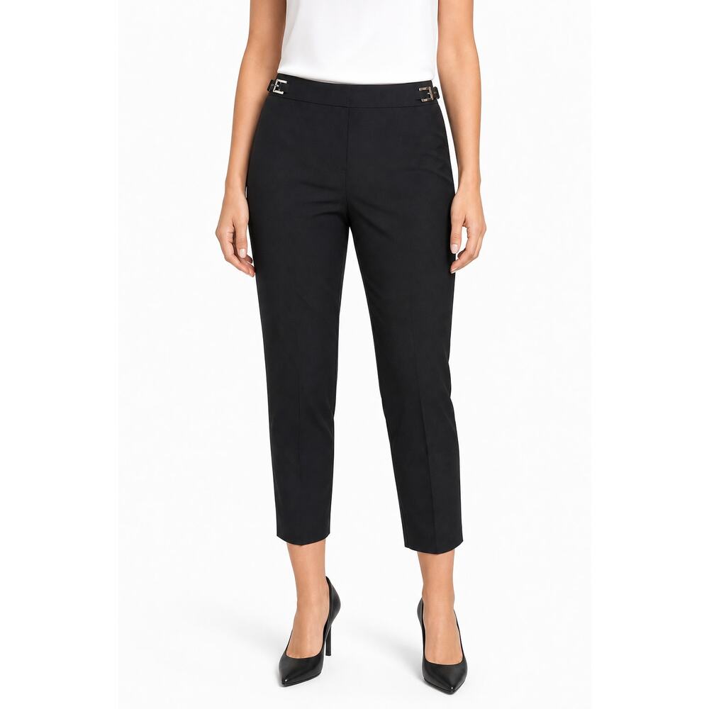 Ellen Tracy Womens Black Side Buckle Cropped Pants Size 10 Style: Z1P3311ZR